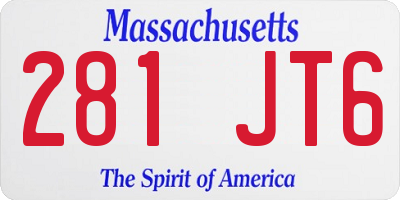 MA license plate 281JT6