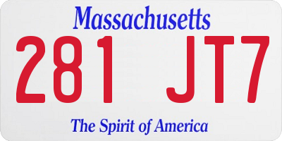MA license plate 281JT7