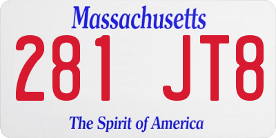 MA license plate 281JT8