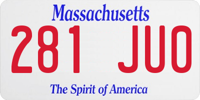 MA license plate 281JU0