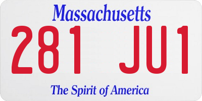 MA license plate 281JU1