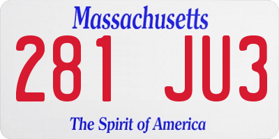 MA license plate 281JU3