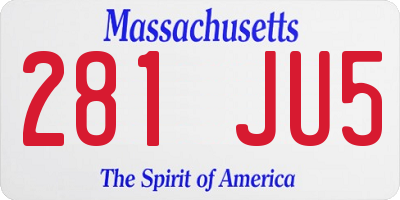 MA license plate 281JU5