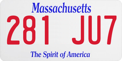 MA license plate 281JU7