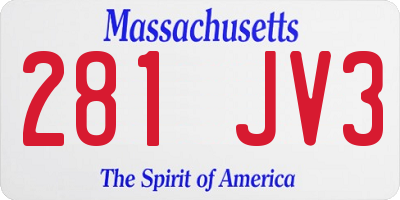 MA license plate 281JV3