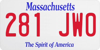 MA license plate 281JW0