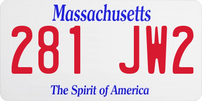 MA license plate 281JW2