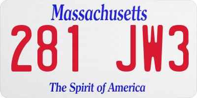 MA license plate 281JW3
