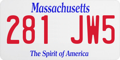 MA license plate 281JW5