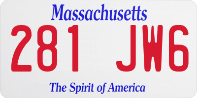 MA license plate 281JW6