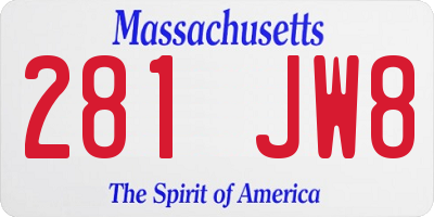 MA license plate 281JW8