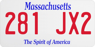 MA license plate 281JX2