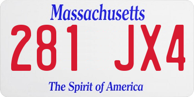 MA license plate 281JX4