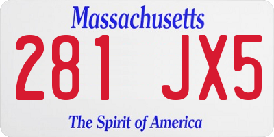 MA license plate 281JX5