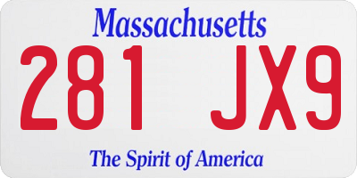 MA license plate 281JX9