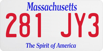 MA license plate 281JY3