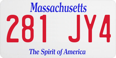 MA license plate 281JY4