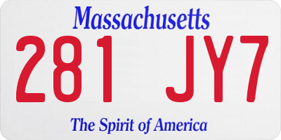 MA license plate 281JY7