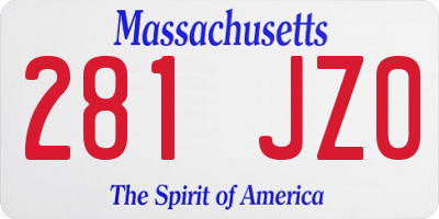 MA license plate 281JZ0