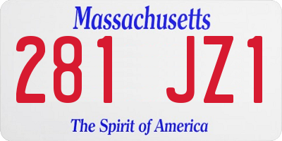 MA license plate 281JZ1