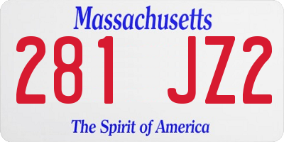 MA license plate 281JZ2