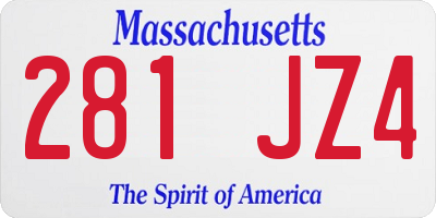 MA license plate 281JZ4