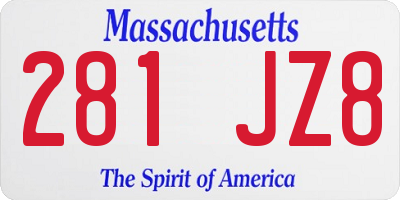 MA license plate 281JZ8