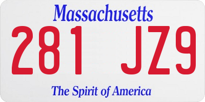 MA license plate 281JZ9