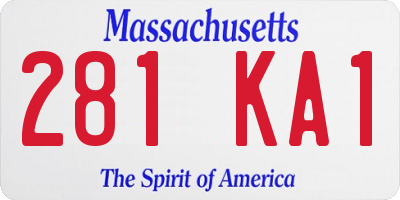 MA license plate 281KA1