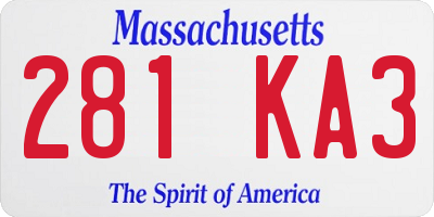 MA license plate 281KA3