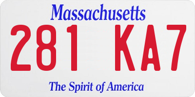 MA license plate 281KA7