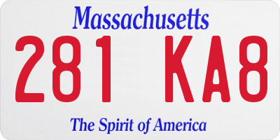 MA license plate 281KA8