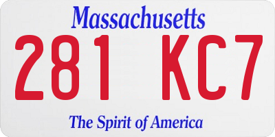 MA license plate 281KC7