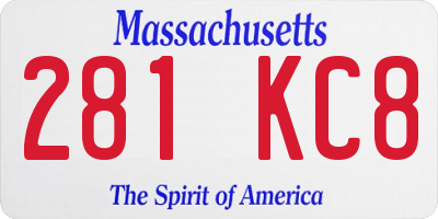 MA license plate 281KC8