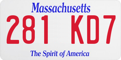 MA license plate 281KD7