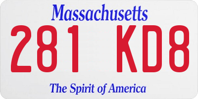 MA license plate 281KD8
