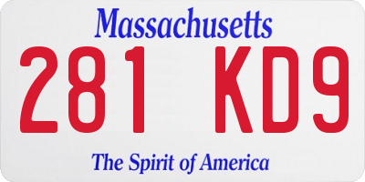 MA license plate 281KD9