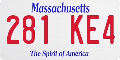MA license plate 281KE4