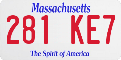 MA license plate 281KE7