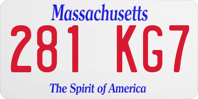 MA license plate 281KG7