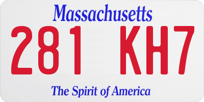 MA license plate 281KH7