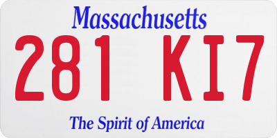 MA license plate 281KI7