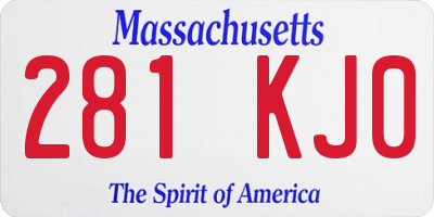 MA license plate 281KJ0