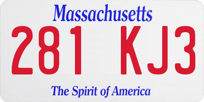 MA license plate 281KJ3