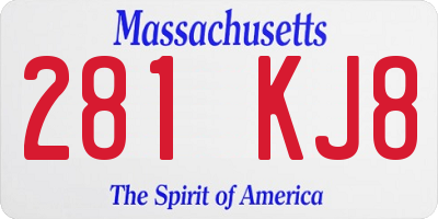 MA license plate 281KJ8
