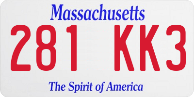 MA license plate 281KK3