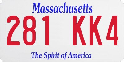 MA license plate 281KK4