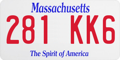 MA license plate 281KK6