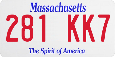MA license plate 281KK7