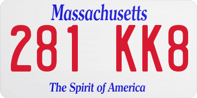 MA license plate 281KK8